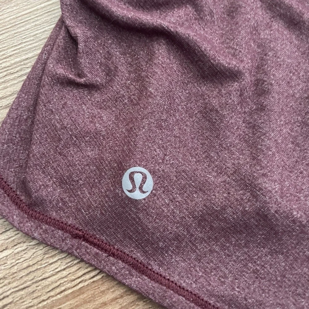 LULULEMON WILD TANK Top 2-in-1 Heathered Black Cherry/Electric Coral Size 2